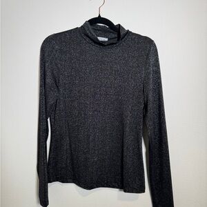 Evereve Metallic Black Long Sleeve Blouse